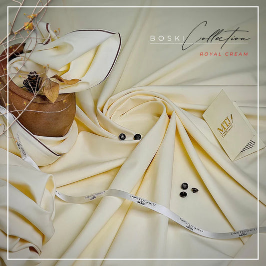 MTJ Carnivals Boski {Royal Cream ( Unstitched ) Suit}