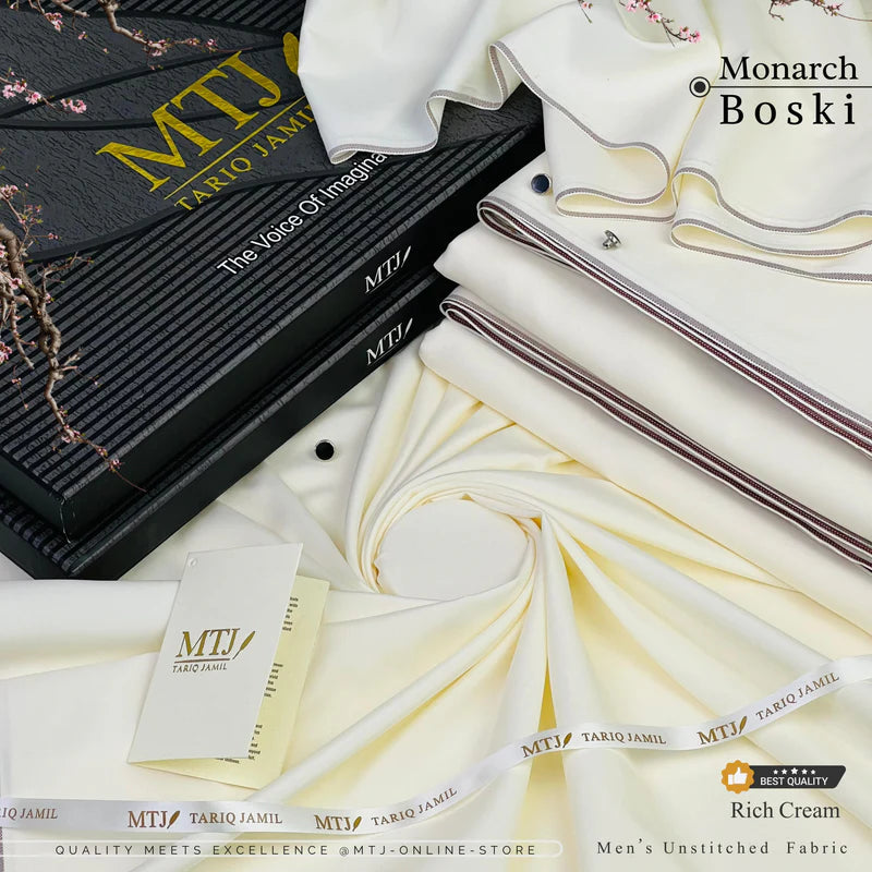 MTJ Monarch Boski {Rich Cream ( Unstitched ) Suit}